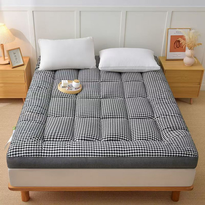 柔軟舒適透氣床墊 多功能用途 簡約時尚 易於收納, 黑格子, 10