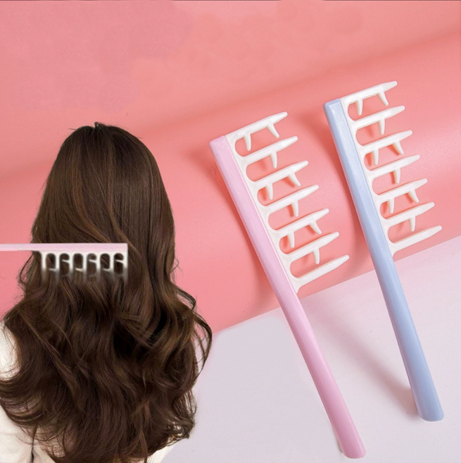 롤링페이퍼 1+1 웨이브펌 히피펌 파마머리 전용 헤어빗, 1개, 핑크1개+블루1개