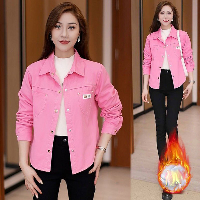 TKX 기모 셔츠 여성 빅사이즈 따뜻하고 편안한 가을 겨울 플리스 안감 블라우스 K37