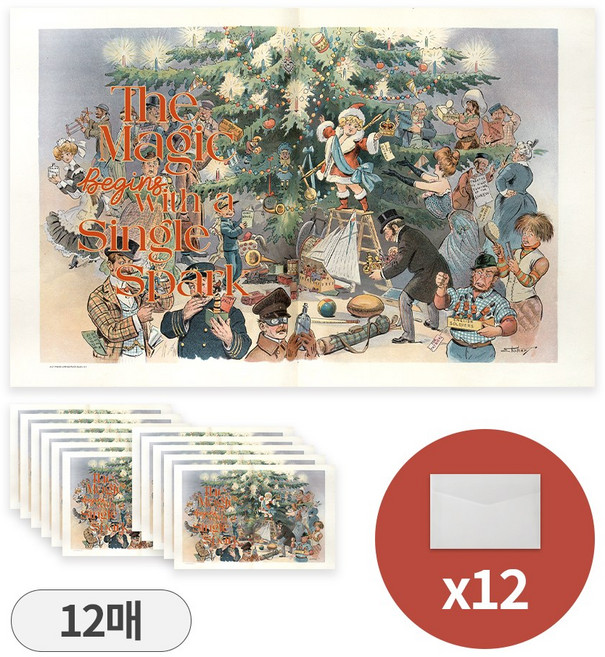 디어플레이스 크리스마스 일러스트 엽서+봉투, 12개, 01 크리스마스 레터