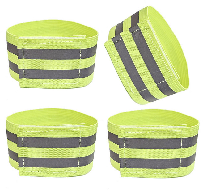 야간 반사 안전밴드 야광밴드 러닝 라이딩 작업, 4개, 형광그린