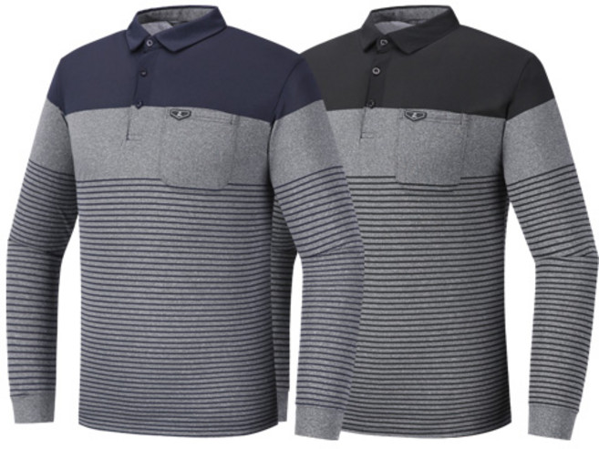 [1+1] 남성 퍼스트핏 스트라이프 카라티 SWT1010 골프웨어 골프 티셔츠 출근복 비즈니스 외출복 작업복 통기성 봄 가을 간절기 춘추
