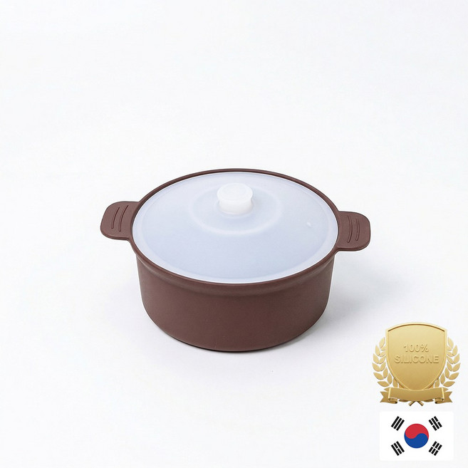 아티즌 쿡 국산 실리콘 계란찜기 전자레인지 용기 내열유리 찜기 주방용품 이유식 용기, 1개, 중형 원형 / 바디:초코 / 뚜껑:반투명
