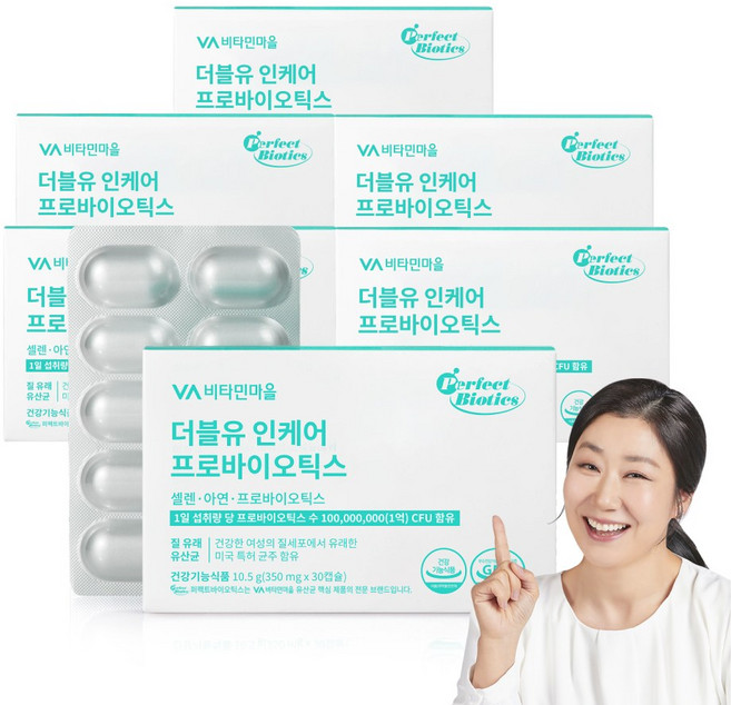 비타민마을 퍼펙트바이오틱스 W 더블유 인케어 프로바이오틱스 질유산균 질유래 유산균, 30정, 6개