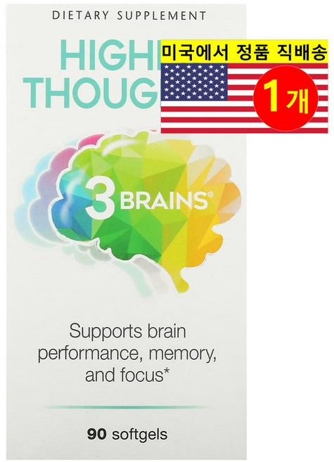 Natural Factors 3 브레인즈 하이어 쏘우투 알파 GPC 100mg Brains Higher Thoughts, 90정, 1개