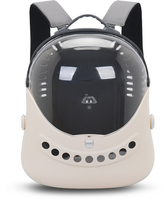 JINXIY 고양이 가방 휴대용 어깨 고양이 백팩 우주 캐빈 고양이 학교 가방 큰 -용기 겨울 하드 쉘 헬멧 고양이 가방, 베이지, 1개