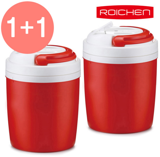 [1+1] 로이첸 7L 식당 배달 물통 국통 캠핑 아이스박스 보온보냉, 로이첸 미니비 7L(1+1), 1개, 레드