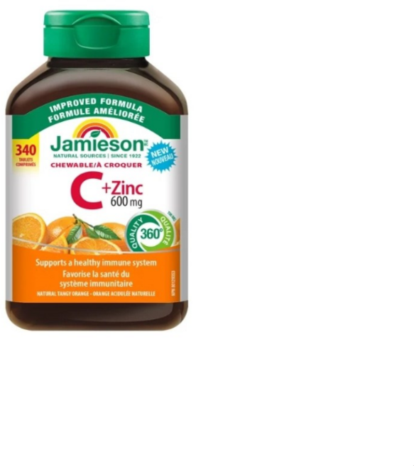 자미에슨 대용량 츄어블 비타민C + 아연 600mg 340정 캐나다 코스트코, 1개