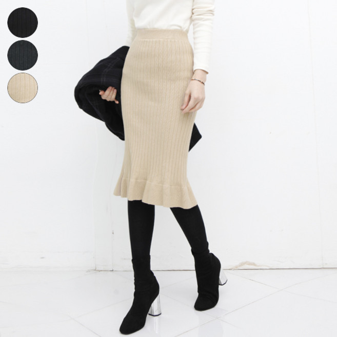 가비진 여성 니트 머메이드 스커트 N3