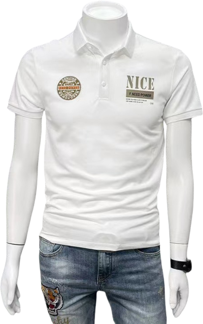 십전십미 남자 여름 슬림 티셔츠 프린트 캐주얼 비지니스 반팔티