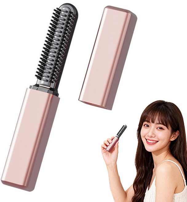 DANNYZEE 무선 앞머리 고데기 음이온 수성 세라믹 휴대용 빗 고데기, 골드, JYX-18