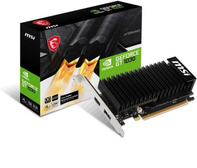 MSI 게이밍 지포스 GT 1030 4GHD4 LP OC 로우 프로파일 그래픽 카드부스트 클럭 1430MHz 메모리 속도 2100MHz 4GB DDR4 64비트 DPHDMI