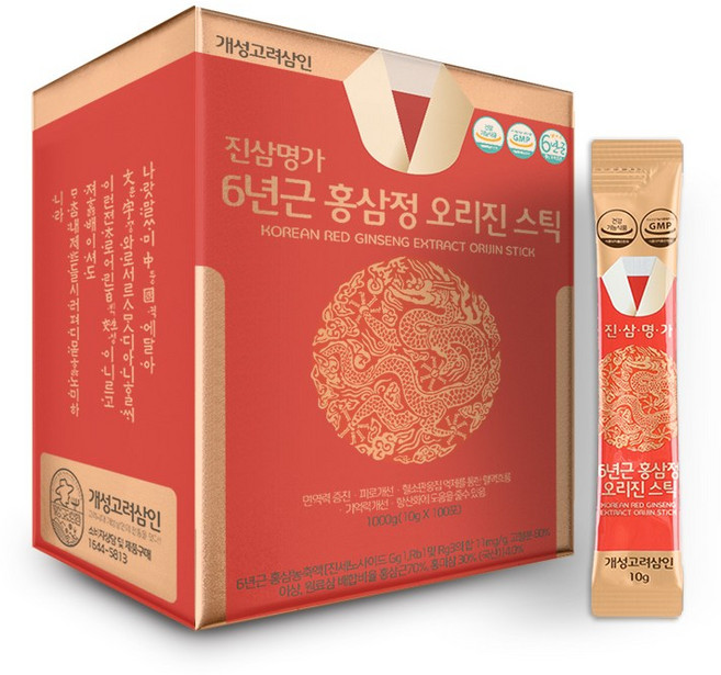 진삼명가 6년근 고려홍삼정정 오리진스틱 100포/건강기능식품, 10g, 200개