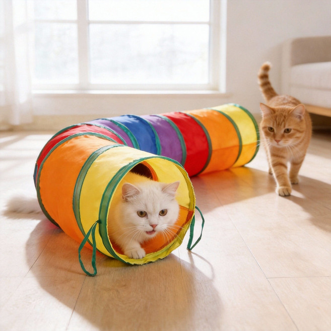 원복 고양이 S자터널 무지개 캣터널 숨숨집 동굴 하우스 냥이놀이터 장난감, 1개