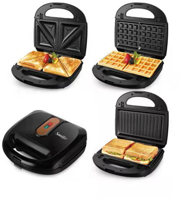 S0nifer 3-in-1 5-in-1 7-in-1 9-in-1 다기능 와플 샌드위치 기계 도미 금형 스테이크 메이커, A. 기본 3set