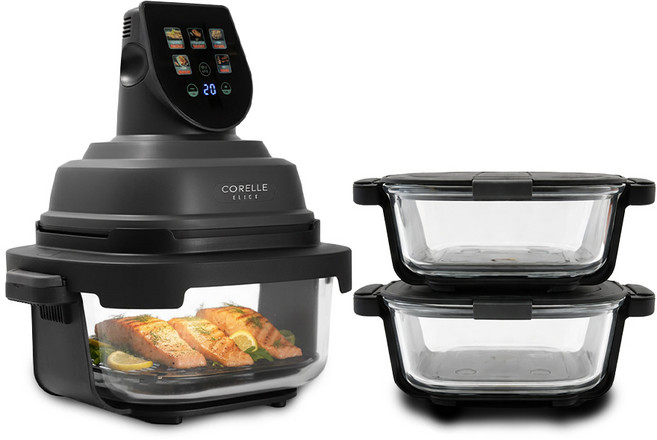 코렐 일렉 바사칸 에어프라이어 4세대 에어글라스 본품 1개+용기1.5L 2개, 단일구성, 바사칸 에어프라이어 본품 1개+용기1.5L 2개