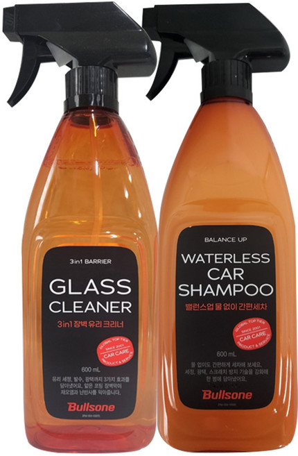 불스원 3in1장벽유리크리너 + 밸런스 업 물없이 간편세차 600ml 2종 set 유리세정제 간편세차