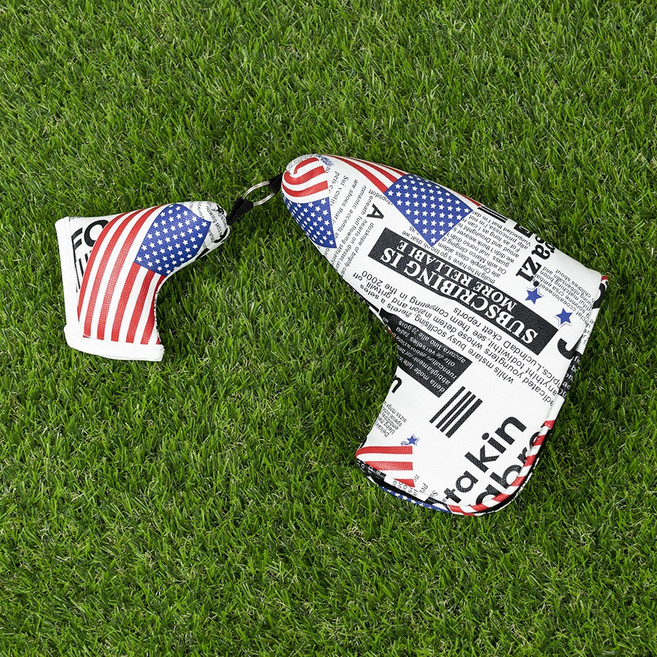 일자 퍼터커버 L자 블레이드 성조기 USA 패턴, 화이트