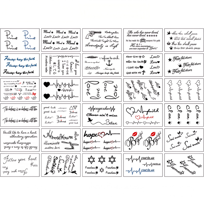 그레나 레터링 문신 타투 스티커 30장, 1세트, C