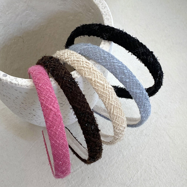 데일리 머리띠 심플 레이어드 헤어밴드 비비드 트위드 러블리