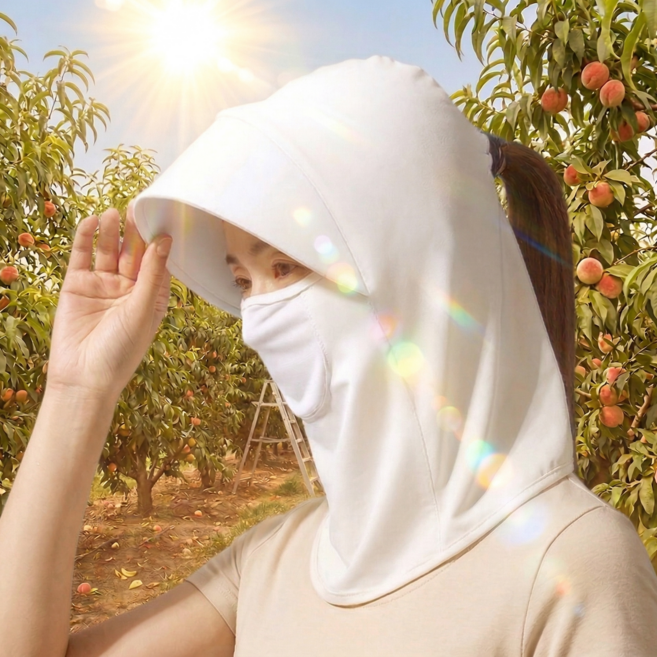 흥표 과수원 나무 농사 자외선차단 햇빛가리개 마스크 넥커버 일체형 얼굴커버 농사모자 작업모 일모자