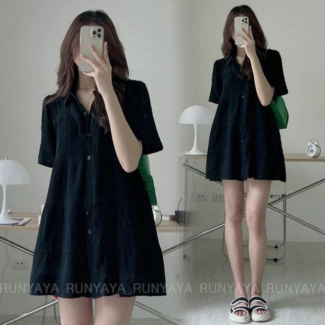 빅사이즈 여성 롱티 반팔티 여름 A라인 원피스 반팔 롱티셔츠 오버핏 반팔티셔츠 미디스커트 D88U