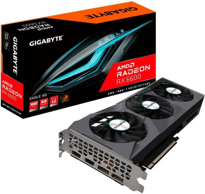 컴퓨터그래픽 카드기가 바이트 AMD Radeon RX 6600 EAGLE 8G GDDR6 128 비트 7nm 지원 인텔 데스크탑 CPU, 그래픽카드 게이밍 기가바이트 라데온 RX 6600 이글