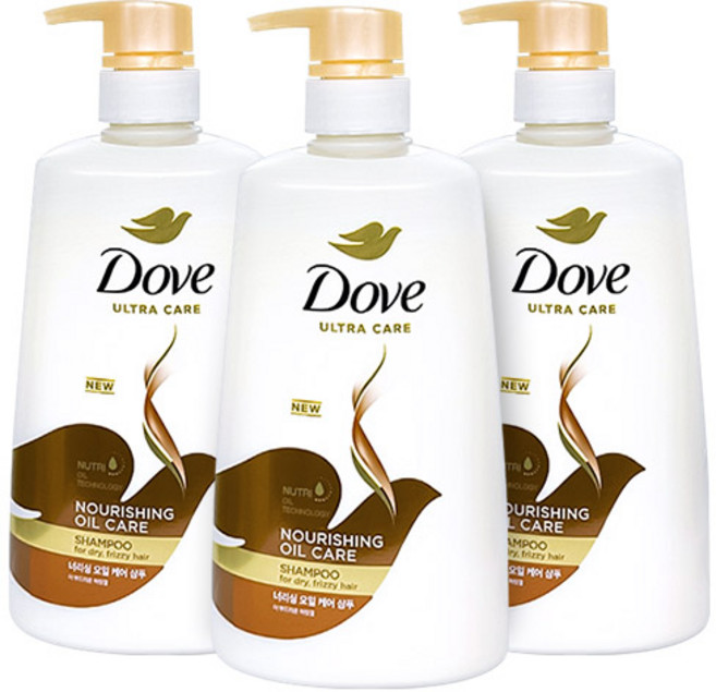 도브 너리싱 오일 케어 샴푸, 680ml, 3개