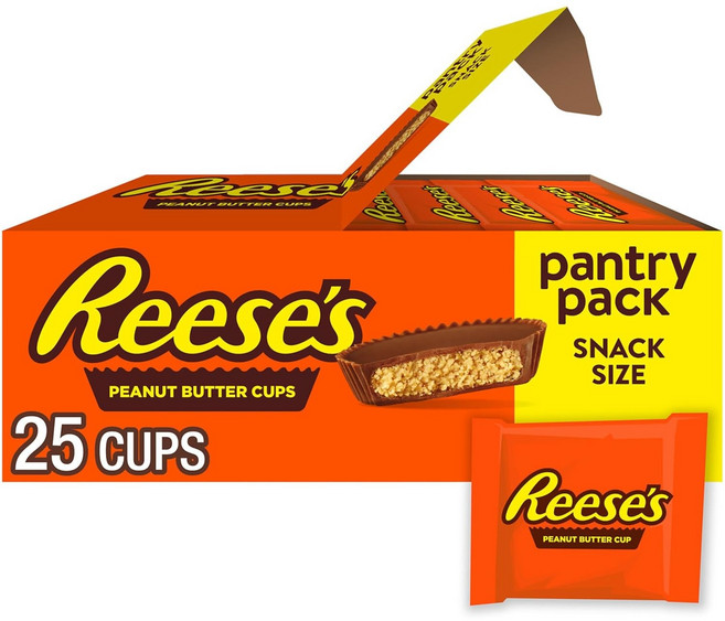 리세스 피넛버터 컵 대용량 25개입 REESES Peanut Butter Cups pantry pack 390g, 1개