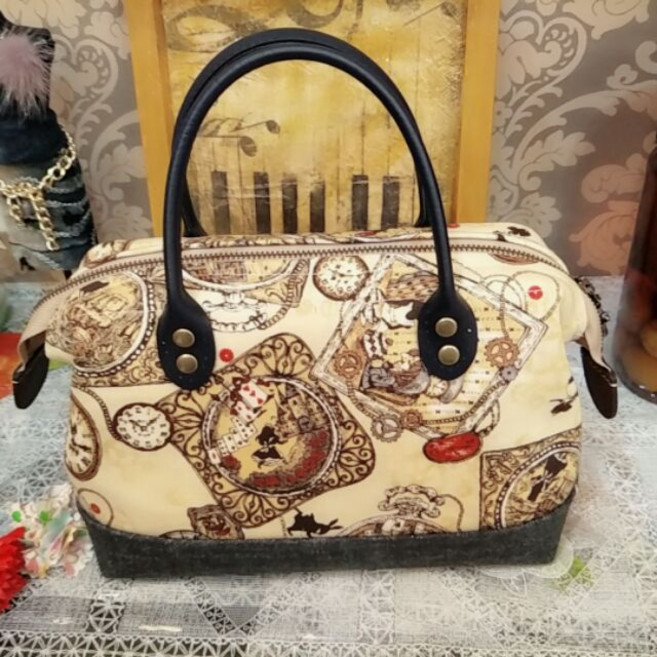 【D.W 手作】日本材料支架口金包手提包 復古時尚, 1個