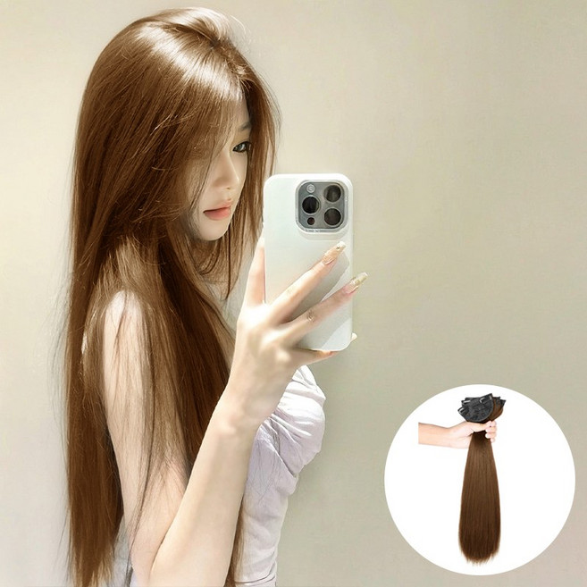 패션파트너 자연스러운 긴머리 24인치 셀프 붙임머리 3P 생머리 웨이브 60cm 부분가발 뒷머리 헤어피스 2type / 3color