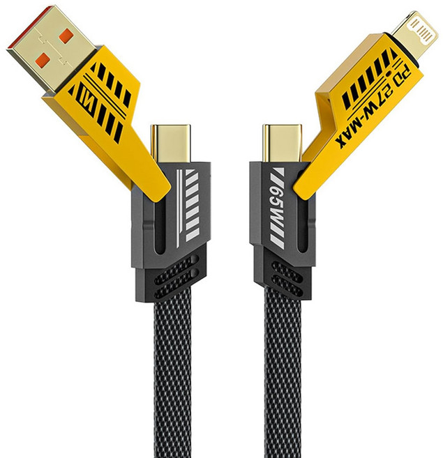 4in1 65W PD 27W USB-C타입-아이폰 고속 기계 충전 데이터 케이블., 1.5cm, 1개
