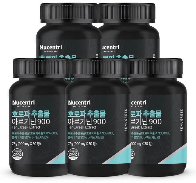 뉴센트리 호로파 추출물 아르기닌 900 캡슐 정제, 5개, 30정 - 쿠팡