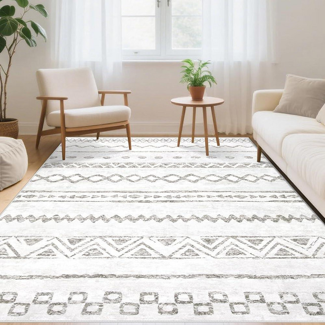 6x9 Area Rugs for Living Room: Washable Large Rug Modern Geometric Rugs Soft Non-Slip Indoor Floor