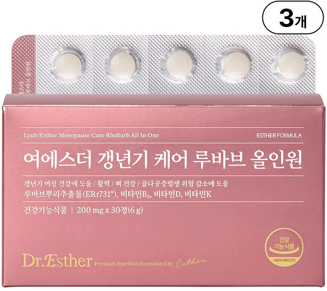 본사직영 여에스더 갱년기 케어 루바브 올인원 루바브뿌리추출물, 3개, 30정