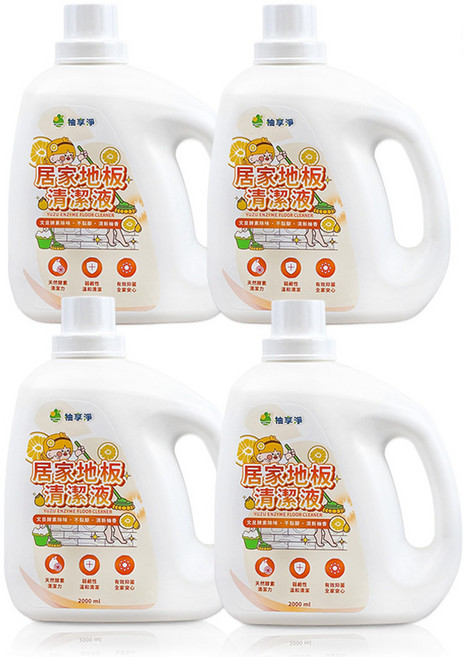 柚享淨 文旦酵素 柚淨plus 居家地板清潔液 潔淨去味去污 快速乾爽, 4個, 2L