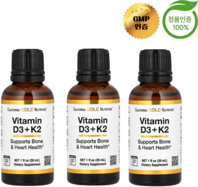 2+1 캘리포니아 골드 뉴트리션 비타민D3 + K2 30ml, 3개 - 쿠팡