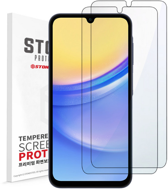 스톤스틸 1+1 갤럭시 버디3 A15 고투명 액정 보호 강화유리 필름, 2개
