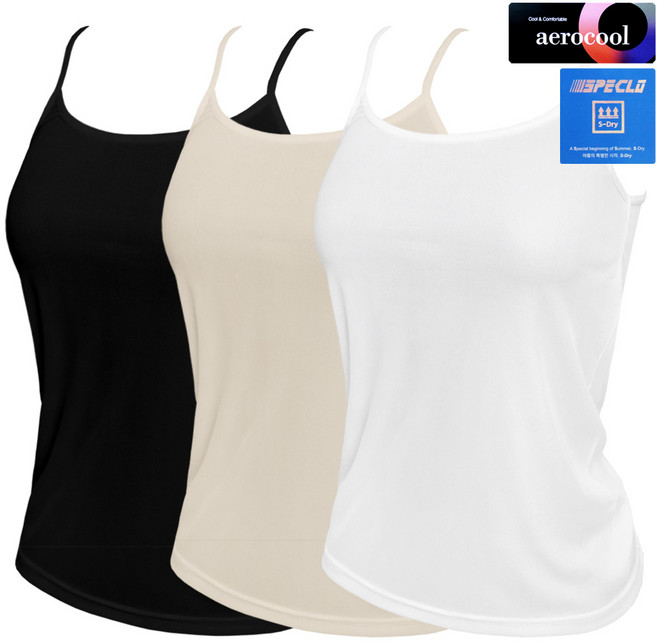 여성 끈 런닝 나시 3매 시원한 에어로쿨 여름 땀흡수 속옷 쾌적한 착용감