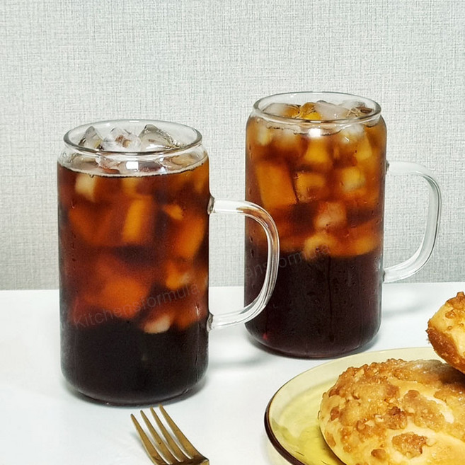 홈카페 Bestra 비어캔 내열유리컵 500ml, 투명, 2개