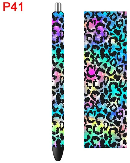 에폭시 펜 랩용 3D UV DTF 전사 스티커 레오파드 사용하기 쉬운 맞춤형 데칼 P23 4.75x1.5 인치 10 개, 09 P41