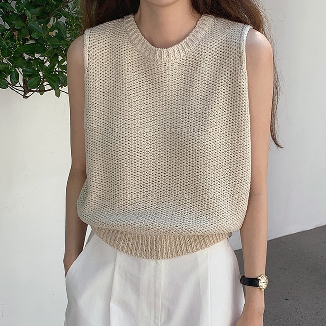 VERIT 민소매 가벼운 니트 나시 조끼 VT432