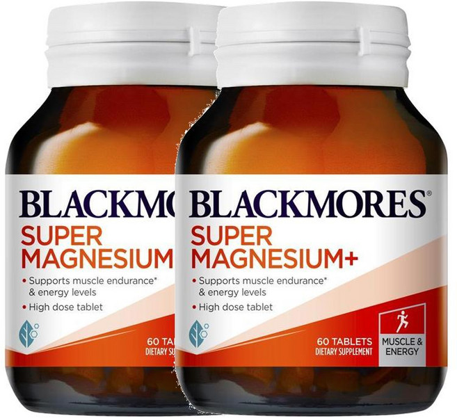 뉴질랜드 블랙모어스 Blackmores Super Magnesium+ 슈퍼 마그네슘, 2개, 60정