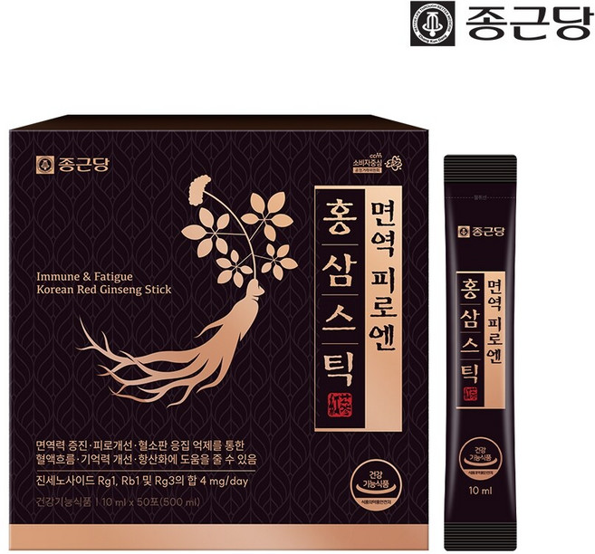 종근당 면역 피로엔 홍삼스틱, 1개, 500ml