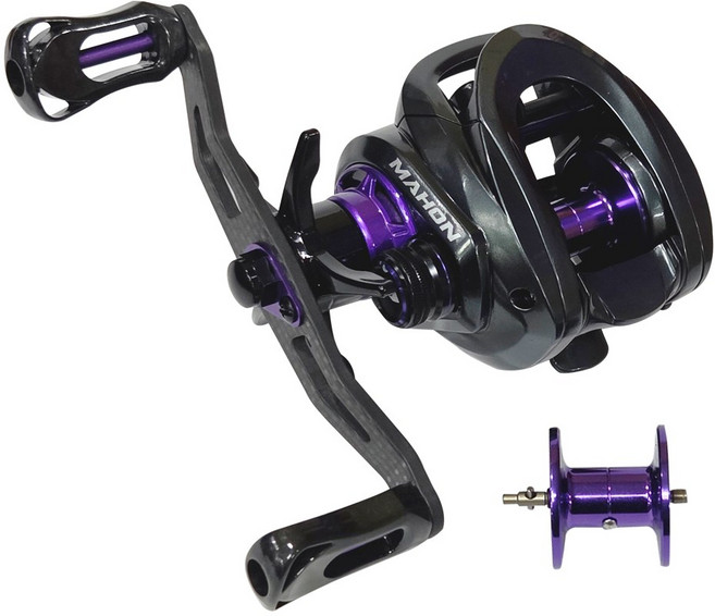 초경량 124g 아시카 마혼 100B/100BL 베이트릴 알루미늄 합금 6.2:1 쭈꾸미 갑오징어 광어 보증서, 다크그레이, 마혼 100BL(좌핸들)+보조스풀