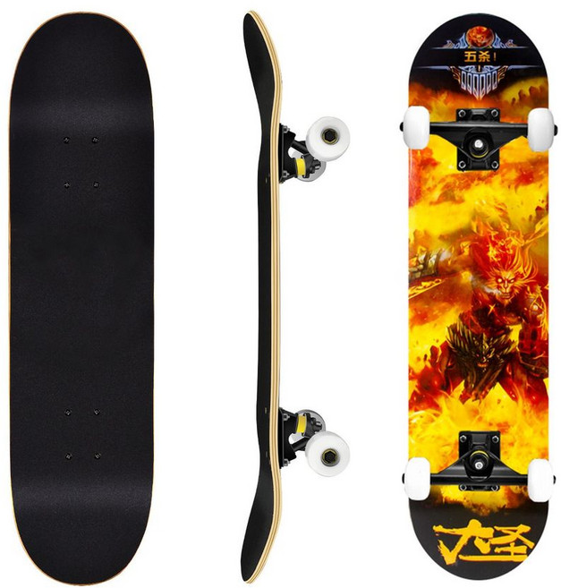 專業成人兒童滑板 四輪楓木板 初學者滑板 雙翹板 造型滑板, 專業車線輪-大聖, 1個
