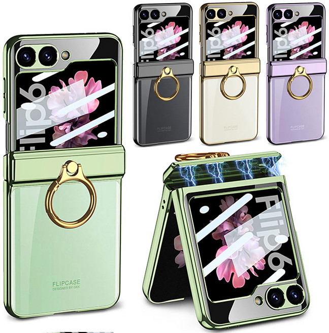 갤럭시 z플립 6 5 플립 강화유리 외부필름 마그네틱 투명 하드 글리터 힌지보호 핑거 고리 링 케이스