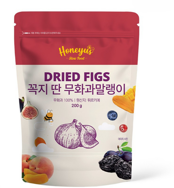허니어스 꼭지 딴 무화과 말랭이/ 프리미엄 무화과 말랭이 / 건무화과 / 반건조 무화과 / 쫀득한 천연 간식/ 요거트 토핑/ 베이킹 재료 / 사무실 간식/ 과일 말랭이/ 와인 안주, 1개, 200g