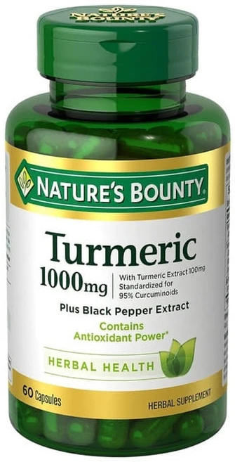 Nature Bounty 검은 후추 추출물이 함유된 강황 1000mg 60캡슐, 1개 - 쿠팡