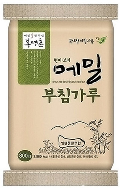 봉평촌 봉평 메밀부침가루 2호 메밀전 부침개 수제비 메밀전병 현미 보리 파전 감자전, 800g, 2개